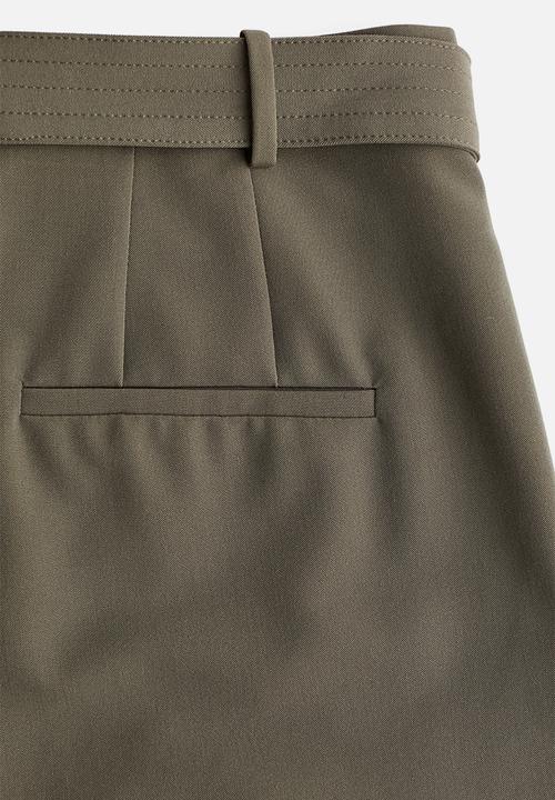H&M - Wide belted trousers - khaki green