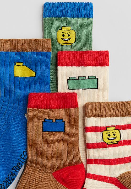 H&M - 5-pack patterned socks - blue,multi