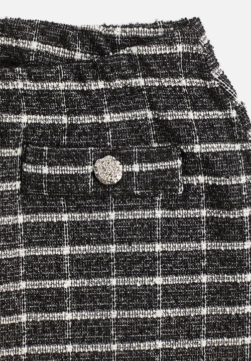 H&M - Bouclé-jersey trousers - black & checked
