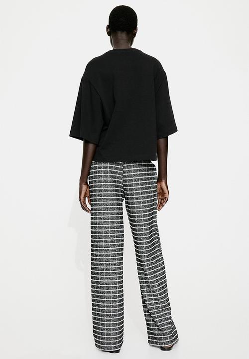 H&M - Bouclé-jersey trousers - black & checked