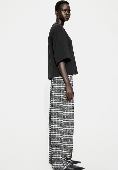 H&M - Bouclé-jersey trousers - black & checked