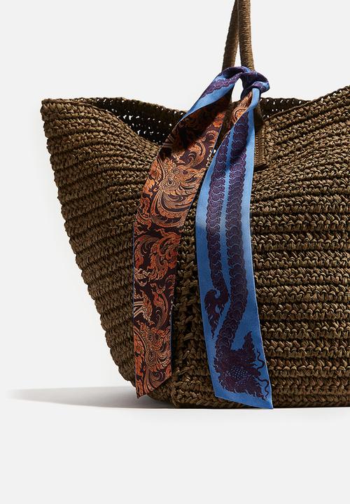 H&M - THE WHITE LOTUS H&M - Narrow silk scarf - dark purple patterned