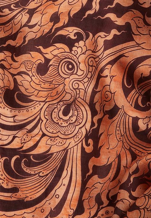 H&M - THE WHITE LOTUS H&M - Ruffled kaftan dress - orange patterned
