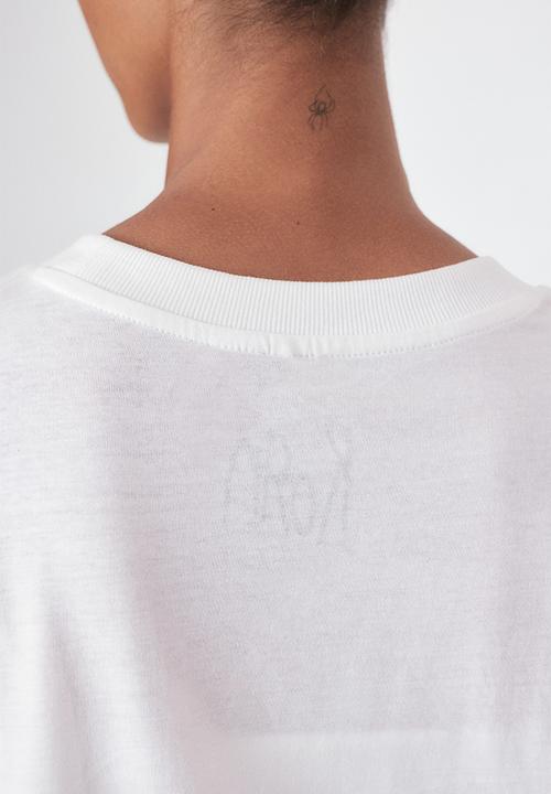 H&M - Oversized printed t-shirt - white & korn