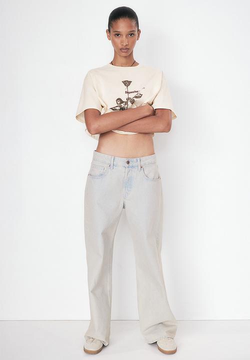 H&M - Oversized printed t-shirt - light beige & depeche mode