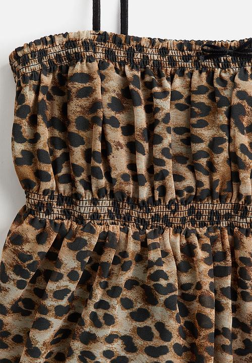 H&M - Sheer strappy dress - beige/leopard print 