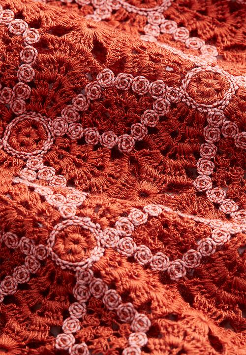 H&M - THE WHITE LOTUS H&M - Crocheted shirt - orange patterned