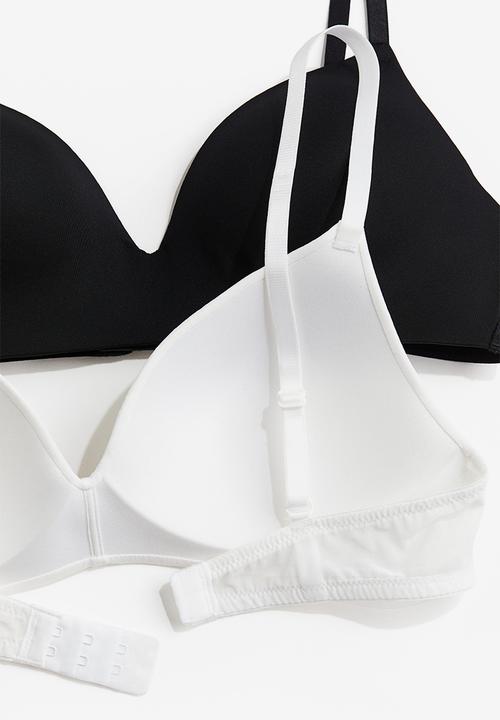 H&M - 2-Pack microfibre non-wired bras - black & white