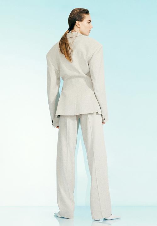 H&M - H&M Studio: Wool-blend tailored trousers - light greige marl