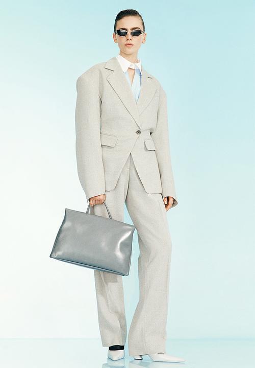 H&M - H&M Studio: Wool-blend tailored trousers - light greige marl