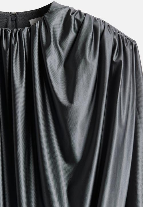 H&M - H&M Studio: Shiny draped dress - dark grey