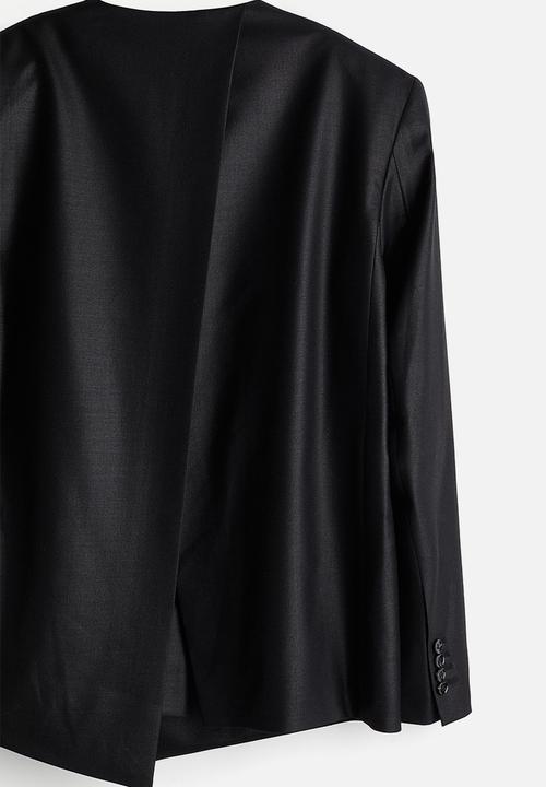 H&M - H&M Studio: Wool-blend asymmetric blazer - black