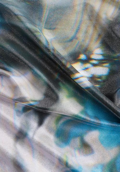 H&M - H&M Studio: Abstract-patterned turtleneck swimsuit - bright blue 