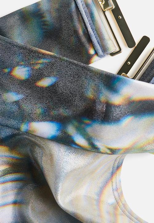 H&M - H&M Studio: Abstract-patterned turtleneck swimsuit - bright blue 