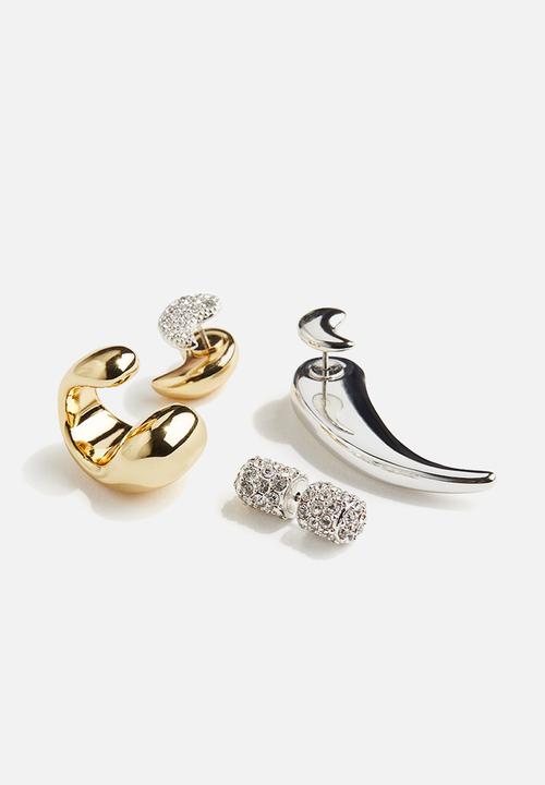 H&M - H&M Studio: 4 pack earrings and ear cuff - silver-coloured & gold-