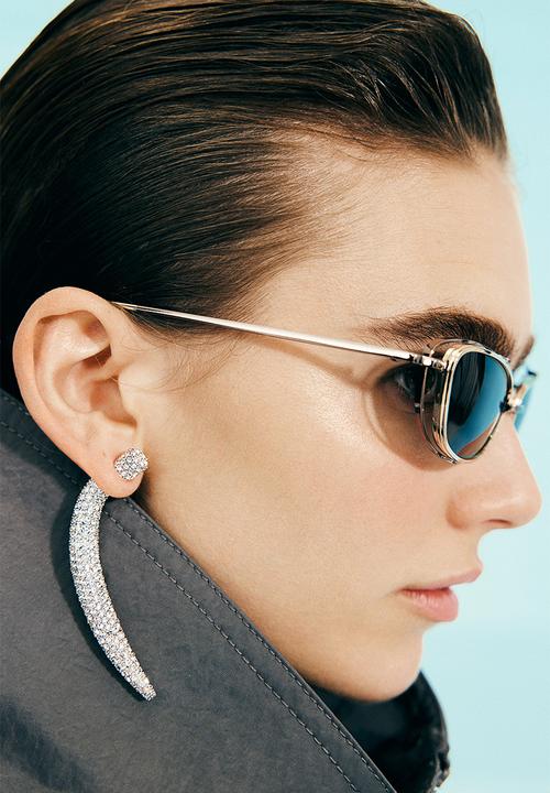 H&M - H&M Studio: Rhinestone-embellished claw earrings - silver-coloured