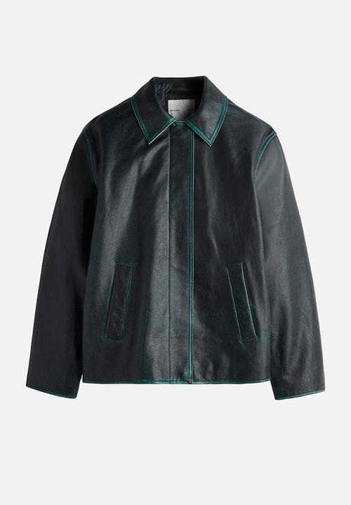 H&M - H&M Studio: Hand-paint-look leather jacket - black