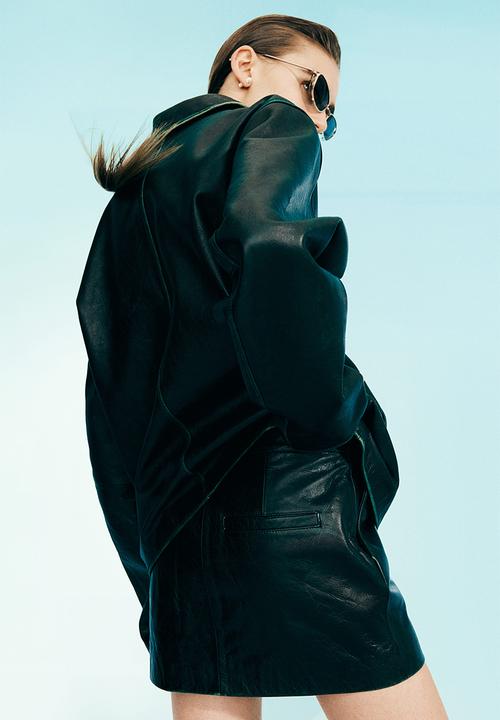 H&M - H&M Studio: Hand-paint-look leather skirt - black