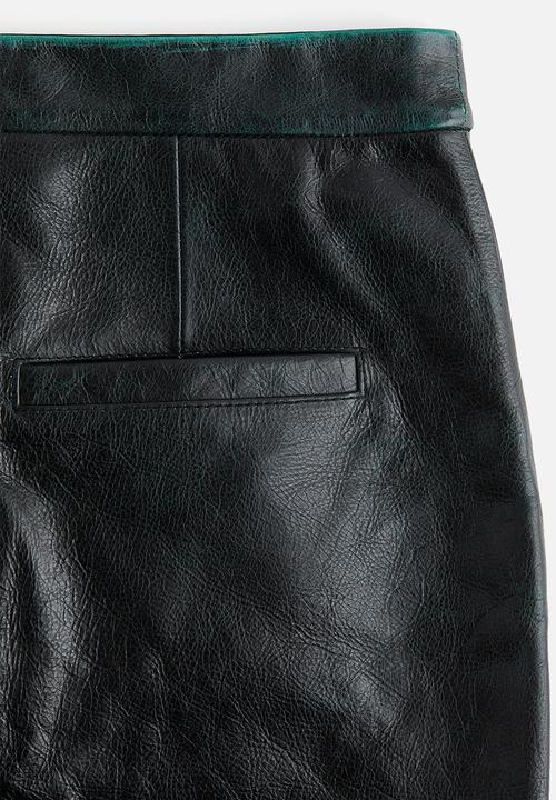 H&M - H&M Studio: Hand-paint-look leather skirt - black