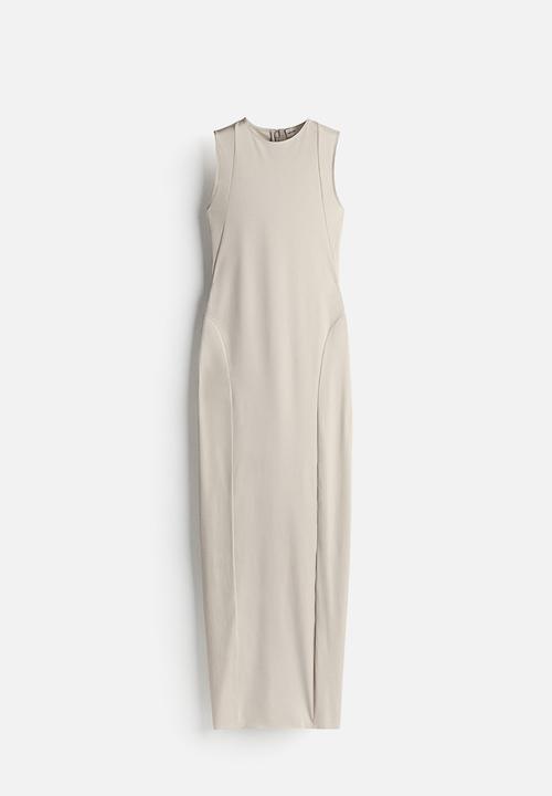 H&M - H&M Studio: Sheer-section bodycon dress - light beige 