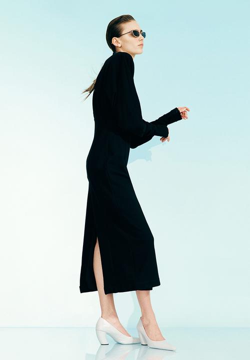H&M - H&M Studio: Batwing-sleeved sweatshirt dress - black