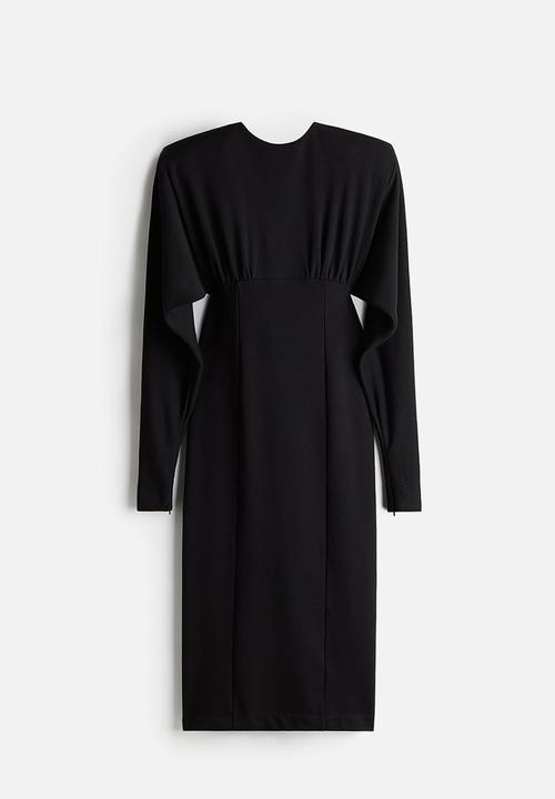 H&M - H&M Studio: Batwing-sleeved sweatshirt dress - black