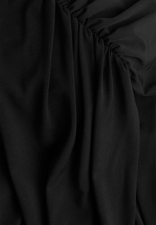 H&M - H&M Studio: Shawl-detail draped dress - black