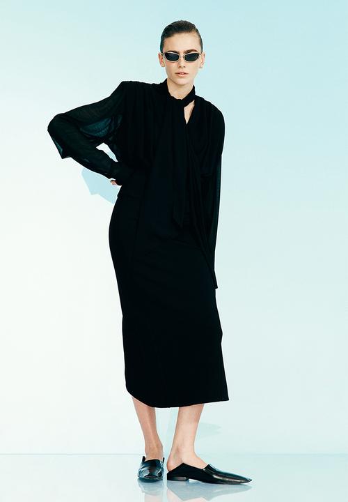 H&M - H&M Studio: Draped chiffon blouse - black