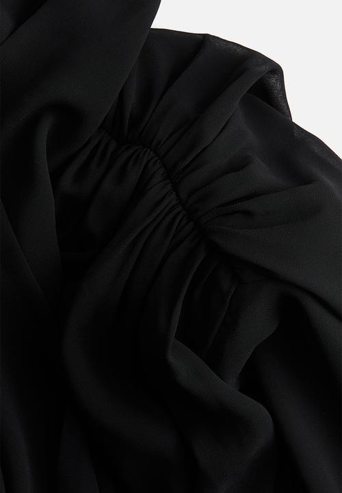 H&M - H&M Studio: Draped chiffon blouse - black