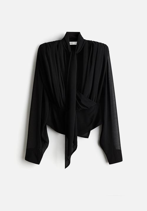 H&M - H&M Studio: Draped chiffon blouse - black