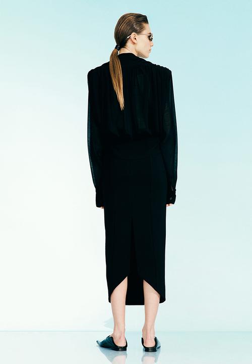 H&M - H&M Studio: Draped chiffon blouse - black