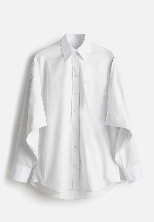H&M - H&M Studio: Batwing-sleeved cotton shirt - white checked