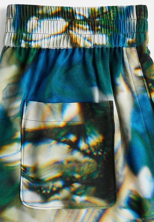 H&M - H&M Studio: Abstract-patterned chiffon shorts - light beige patterned 