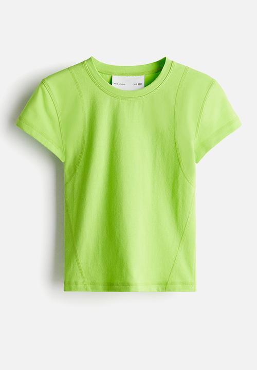 H&M - H&M Studio: Flatlock-seam t-shirt - lime green