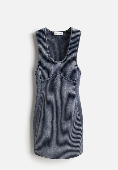 H&M - H&M Studio: Washed rib-knit dress - pigeon blue marl