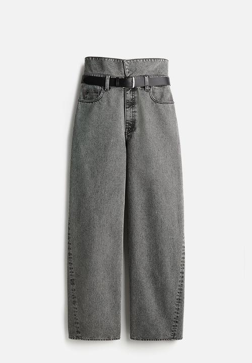 H&M - H&M Studio: Wide paper bag jeans - grey