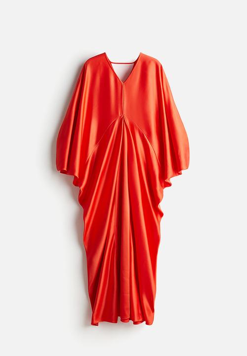 H&M - Satin kaftan dress - coral red 
