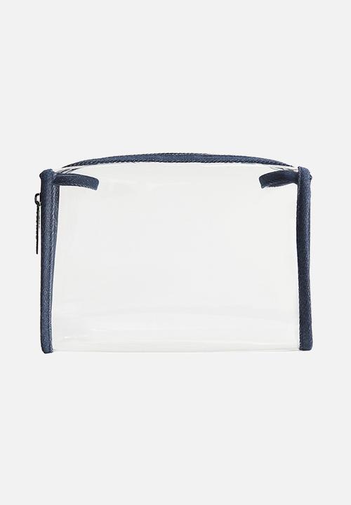 H&M - Transparent make-up bag - transparent/dark denim blue