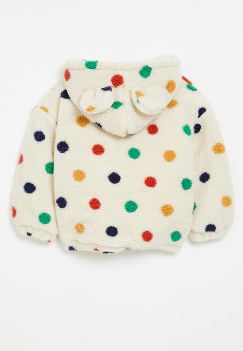 Pop Candy - Polka dot fleece jacket - ecru