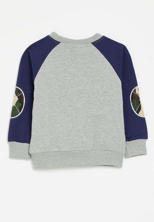 Pop Candy - Reglan sweat top - grey & navy blue