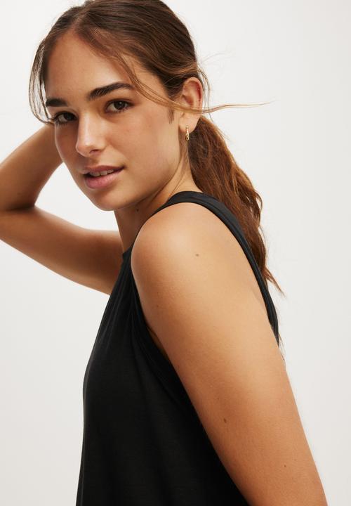 Cotton On - Active Keyhole Back Tank - Black