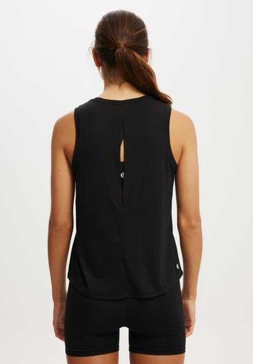 Cotton On - Active Keyhole Back Tank - Black