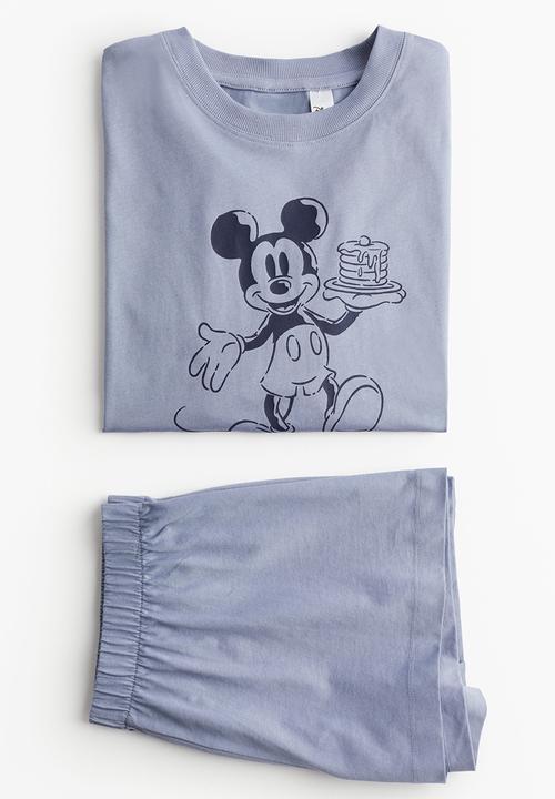 H&M - Printed pyjamas - dusty blue mickey mouse