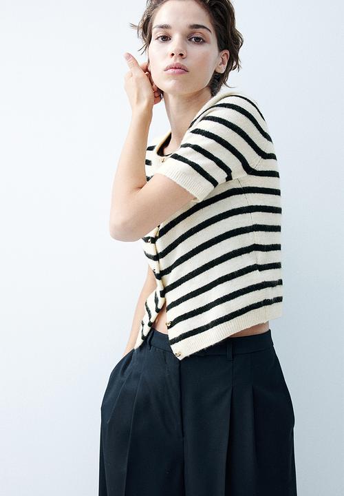 H&M - Knitted cardigan - cream/striped