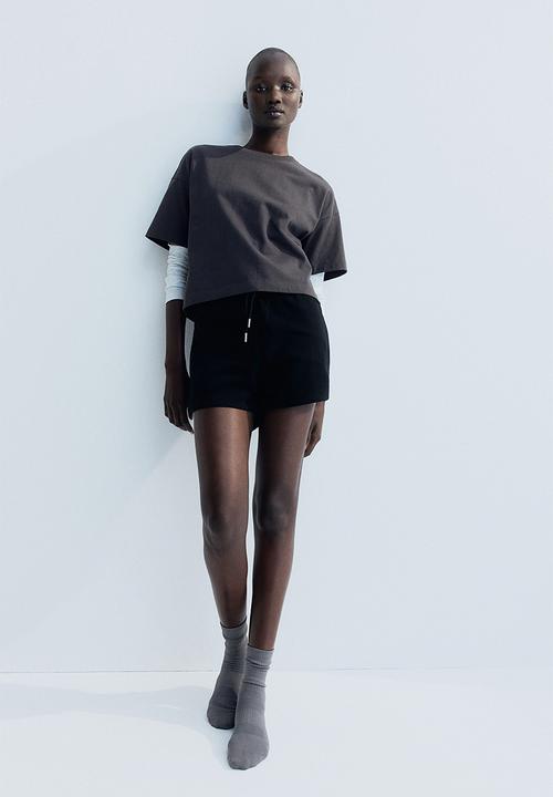H&M - Boxy-style cotton t-shirt - dark grey
