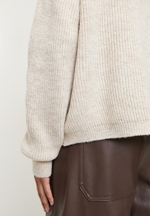Trendyol - Soft textured zipper knitwear sweater - taupe