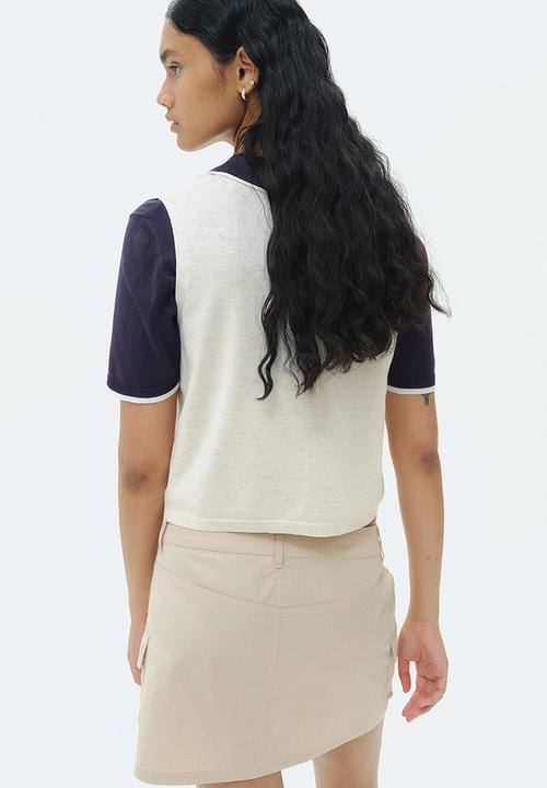 H&M - Button-front sweater vest - light beige marl