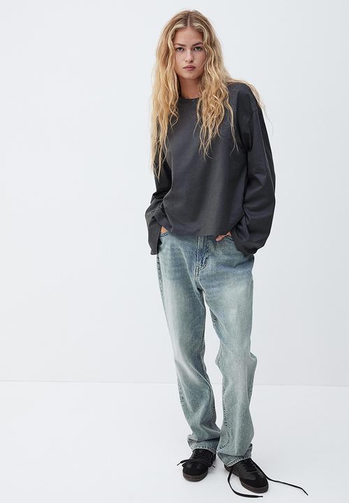 H&M - Long-sleeved cotton top - dark grey