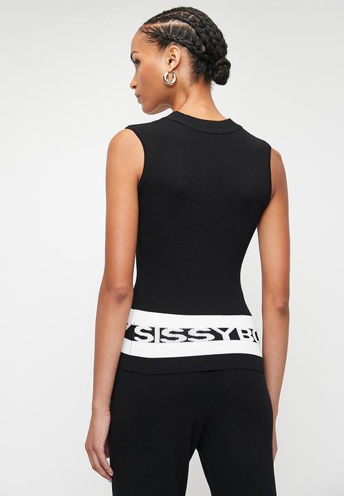 SISSY BOY - DIMAS: Strapless Logo Knit Top - Black