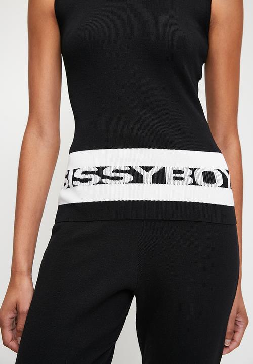 SISSY BOY - DIMAS: Strapless Logo Knit Top - Black